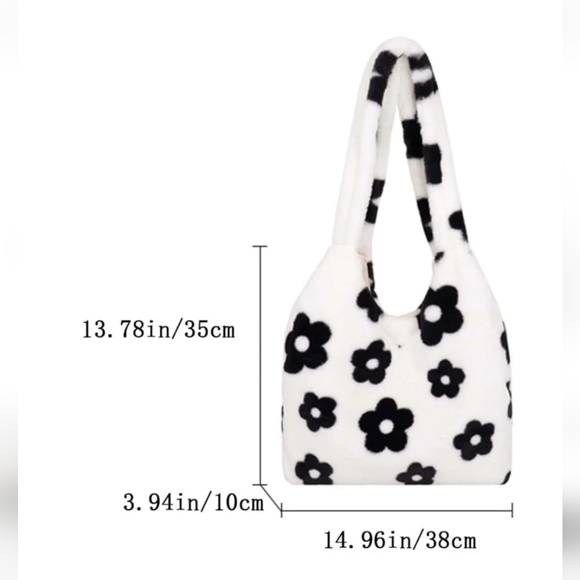 Fluffy Floral Shoulder Tote Bag - Picture 2 of 5